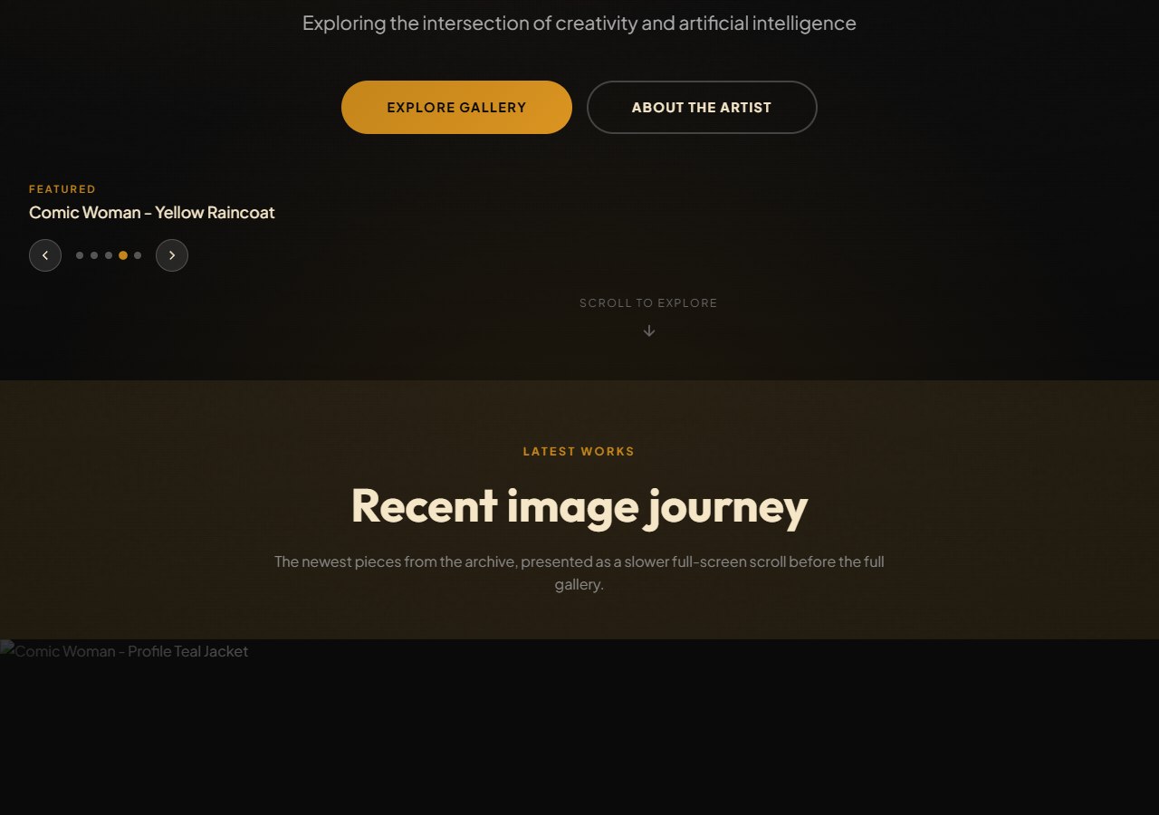 Axy Lusion homepage with a cinematic hero for AI art, video, and music.