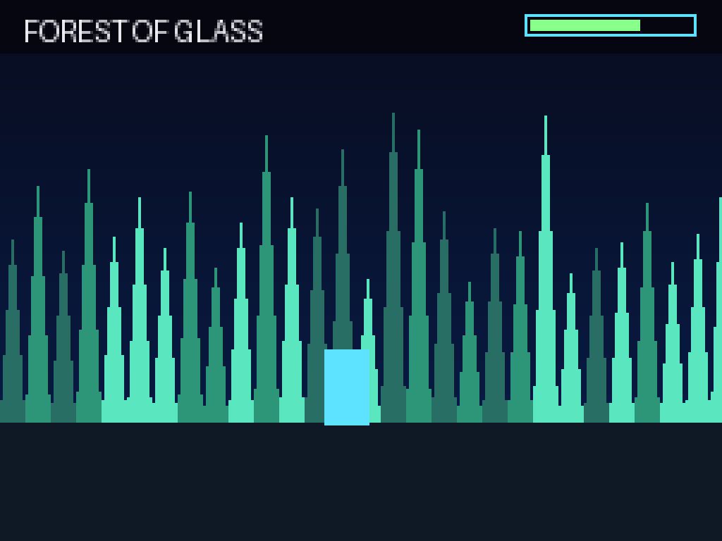 Recovered 16-bit gameplay scene showing forest traversal through crystalline trees.