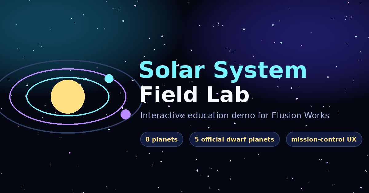 Solar System Field Lab mission-control preview.